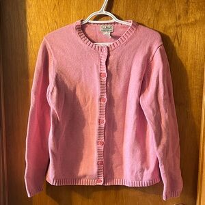 Woman’s L.L. Bean Pink Button-Front Cardigan Sweater Medium